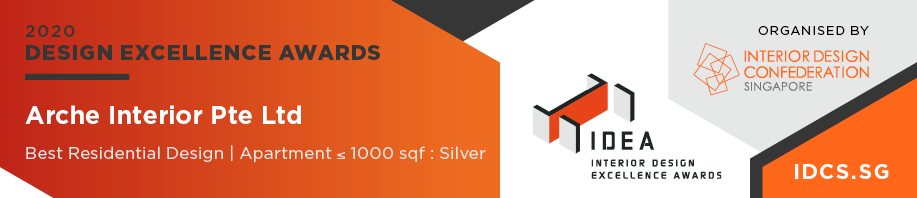 Silver 2020 Design Excellence Awards by IDCS awarded to Arche Interior Pte Ltd for Best Residential Design for Apartments ≤1000 sqf