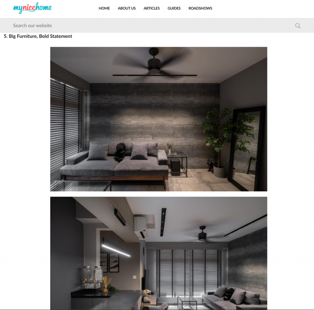 Big Furniture's article on Arche Interior design with living room shown
